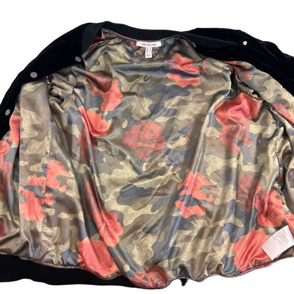 2pc Peace Love World “I Am Blessed” Velvet Bomber Jacket & Floral Camo Tank Set - Picture 4 of 16